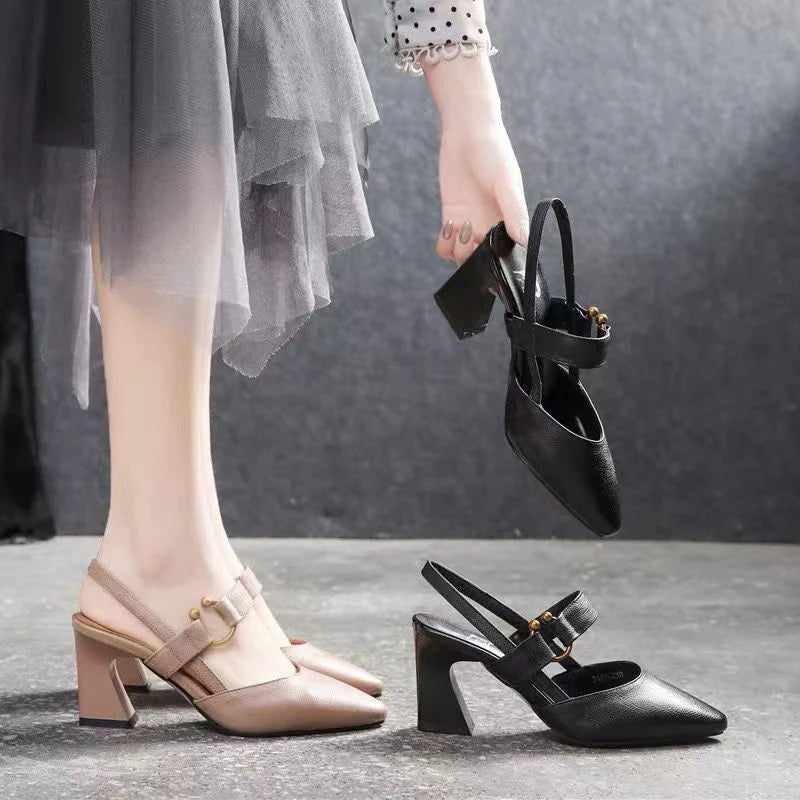 Sandales vivatelle à Talons Épais et Bout Pointu