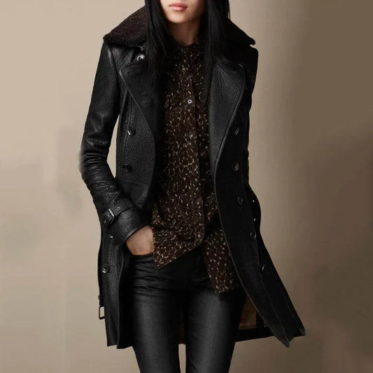 Manteau vivatelle 3/4 élégant en cuir