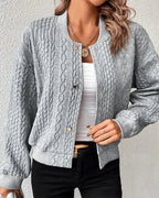 Cardigan Boutonné de Couleur Unie
