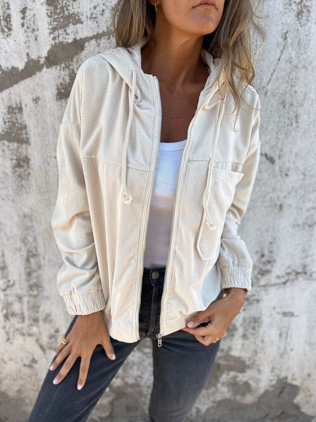 camille Manteau à Capuche en Velours Côtelé