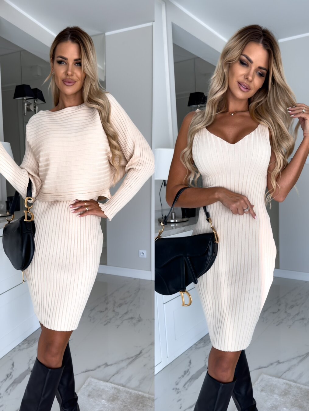 Ensemble Emma-Élégant Automne Hiver Haut et Jupe Slim